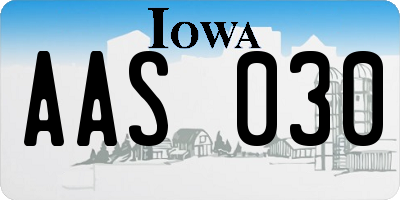 IA license plate AAS030