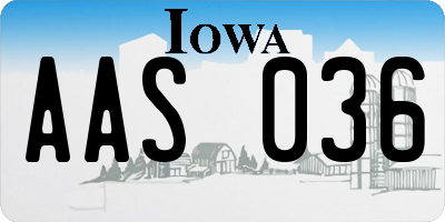 IA license plate AAS036