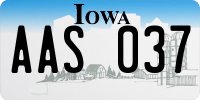 IA license plate AAS037