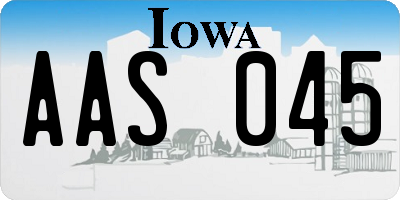 IA license plate AAS045
