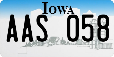 IA license plate AAS058