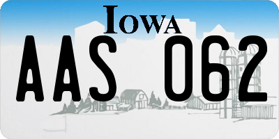 IA license plate AAS062