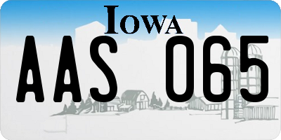 IA license plate AAS065
