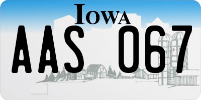 IA license plate AAS067