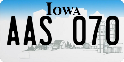 IA license plate AAS070