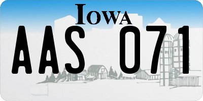 IA license plate AAS071