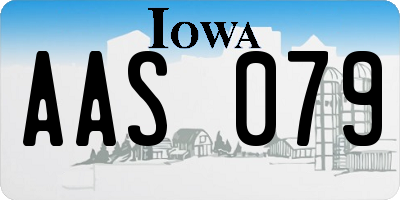 IA license plate AAS079