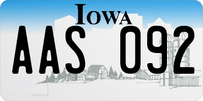 IA license plate AAS092