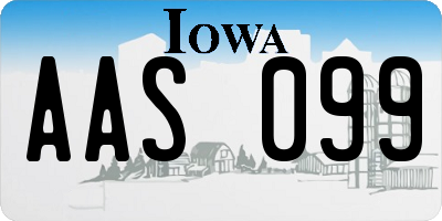 IA license plate AAS099