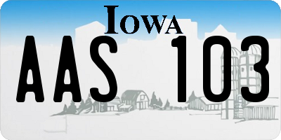 IA license plate AAS103