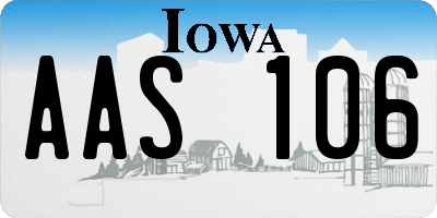 IA license plate AAS106