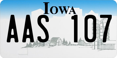IA license plate AAS107