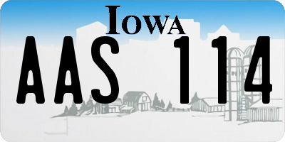 IA license plate AAS114