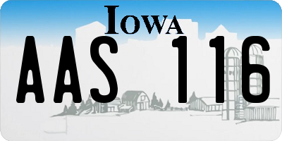 IA license plate AAS116