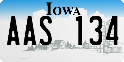 IA license plate AAS134