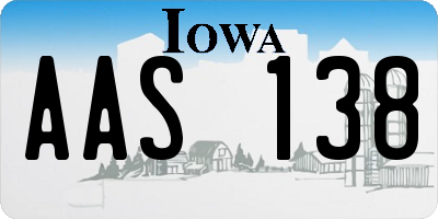IA license plate AAS138