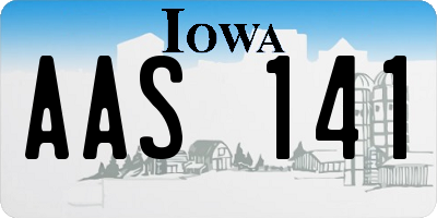 IA license plate AAS141