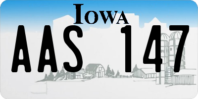 IA license plate AAS147