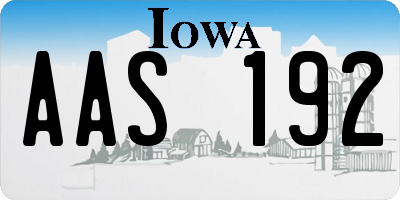 IA license plate AAS192