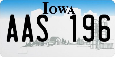 IA license plate AAS196