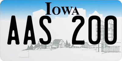 IA license plate AAS200