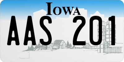 IA license plate AAS201