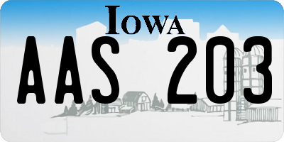 IA license plate AAS203