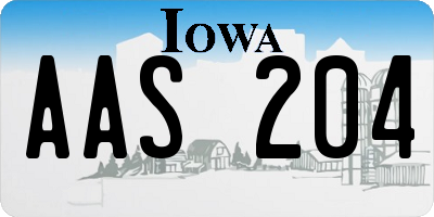IA license plate AAS204