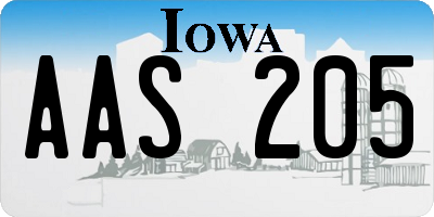 IA license plate AAS205