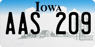 IA license plate AAS209