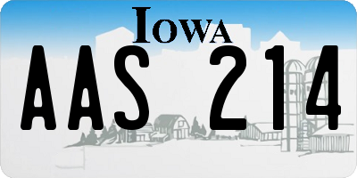 IA license plate AAS214