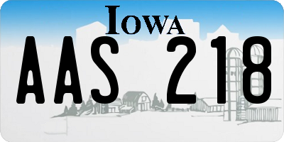 IA license plate AAS218