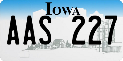 IA license plate AAS227