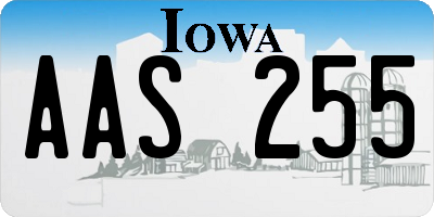 IA license plate AAS255