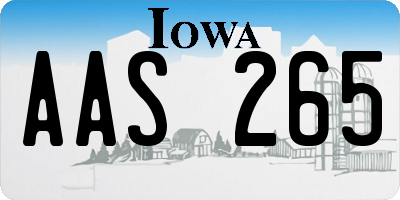 IA license plate AAS265