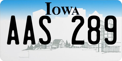 IA license plate AAS289