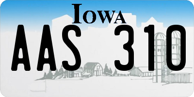 IA license plate AAS310