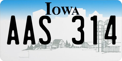 IA license plate AAS314
