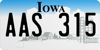 IA license plate AAS315