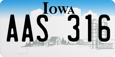 IA license plate AAS316