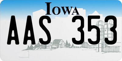 IA license plate AAS353