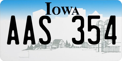IA license plate AAS354