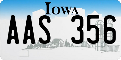 IA license plate AAS356