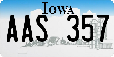 IA license plate AAS357
