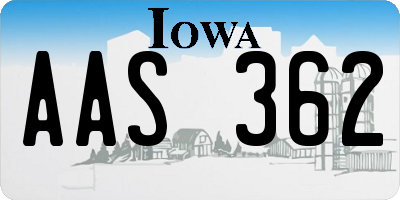 IA license plate AAS362