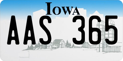 IA license plate AAS365