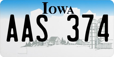 IA license plate AAS374