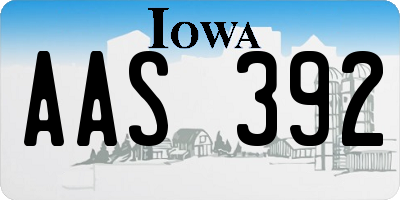 IA license plate AAS392