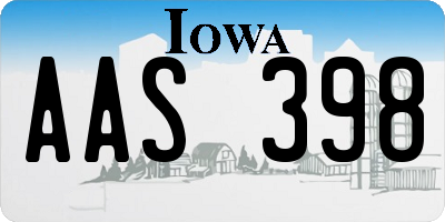 IA license plate AAS398