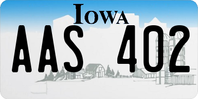 IA license plate AAS402